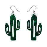 Cactus Drop Earrings - Dark Green