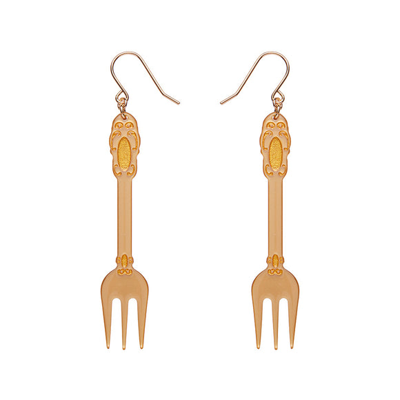 Fork, Please! Drop Earrings - Gold