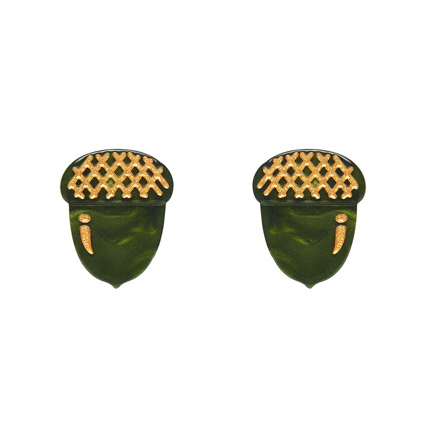 Acorn Stud Earrings - Green