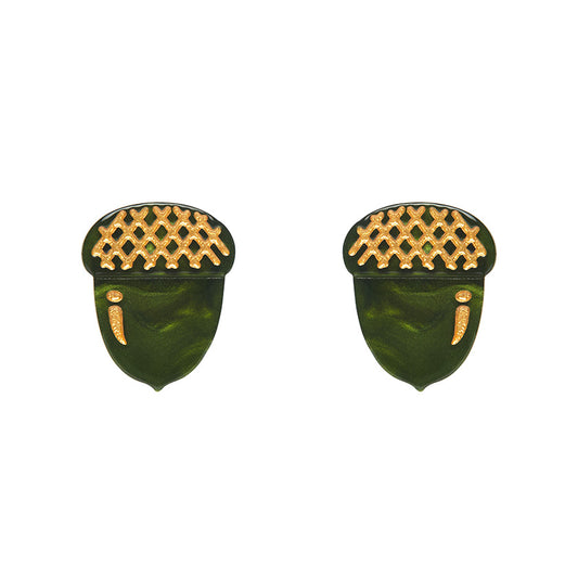 Acorn Stud Earrings - Green