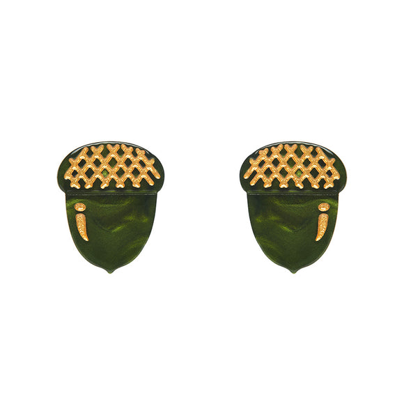 Acorn Stud Earrings - Green