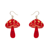 Mushroom Drop Earrings - Red