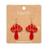 Mushroom Drop Earrings - Red