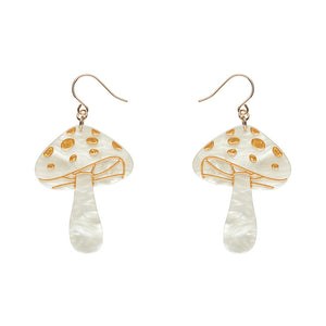 Mushroom Drop Earrings - Cream