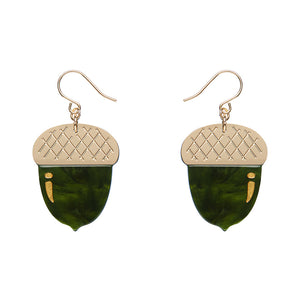 Acorn Drop Earrings - Green