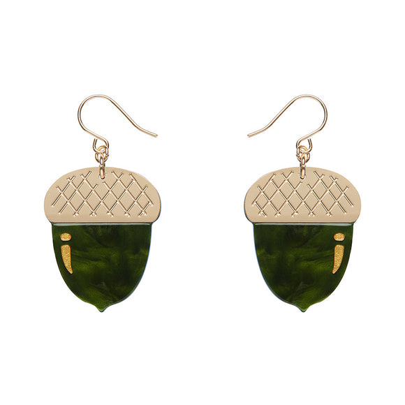 Acorn Drop Earrings - Green