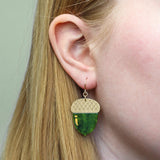 Acorn Drop Earrings - Green