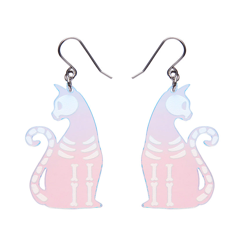 Bone Kitty Drop Earrings - Iridescent