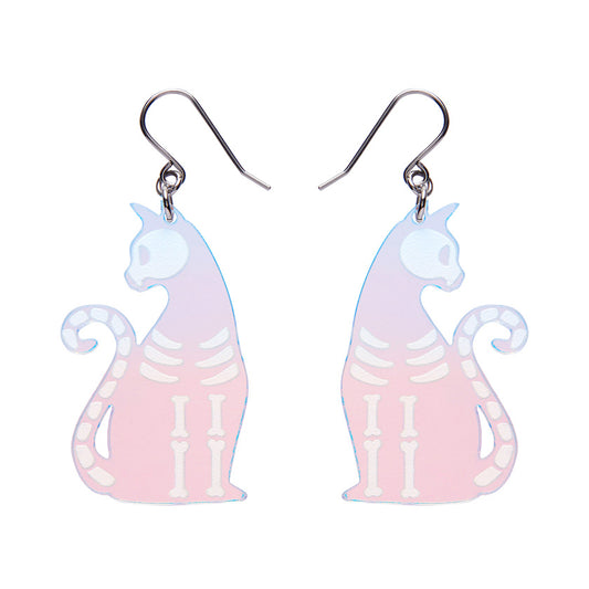 Bone Kitty Drop Earrings - Iridescent