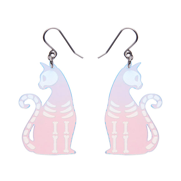 Bone Kitty Drop Earrings - Iridescent