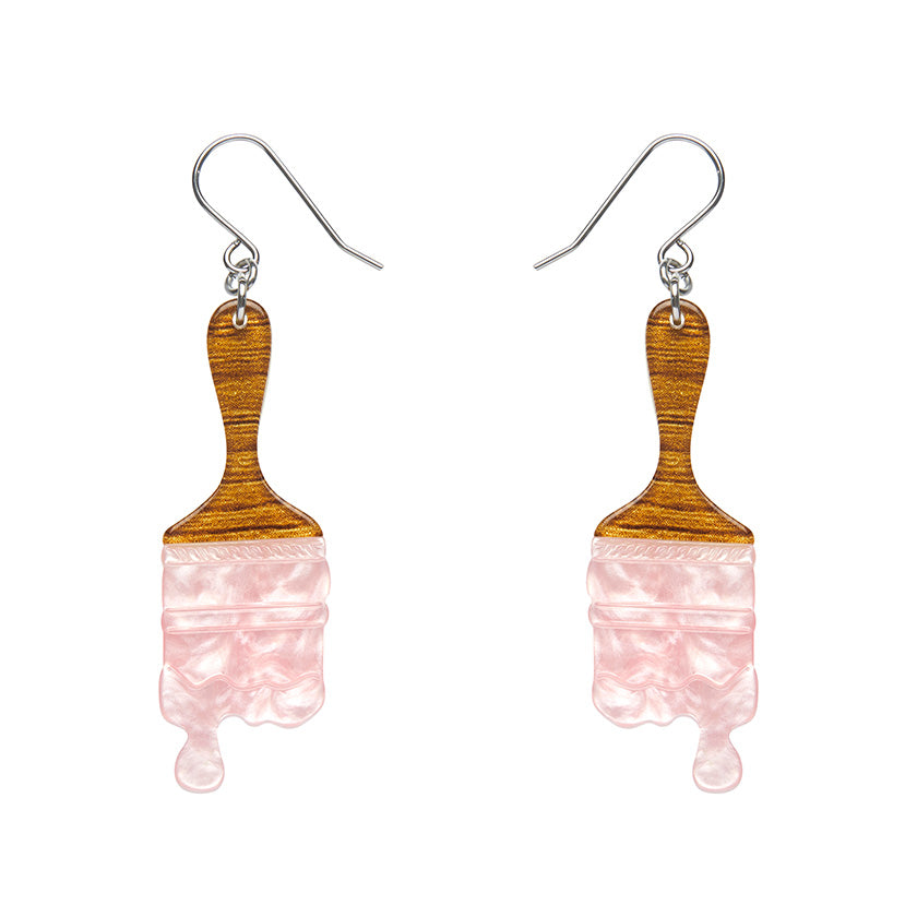 Paint Brush Ripple Drop Earrings - Pink