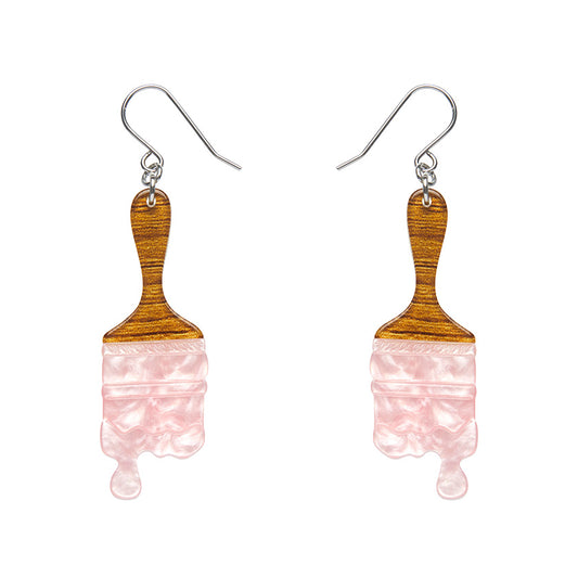 Paint Brush Ripple Drop Earrings - Pink