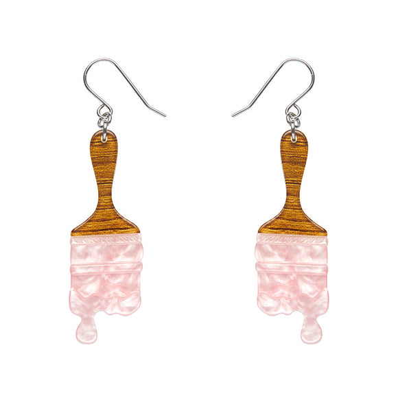 Paint Brush Ripple Drop Earrings - Pink