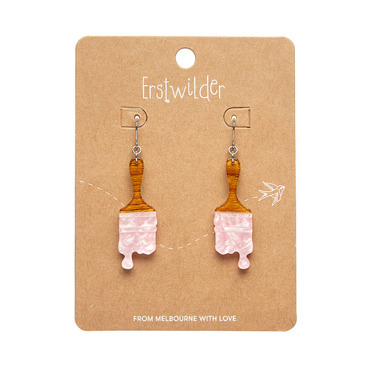 Paint Brush Ripple Drop Earrings - Pink