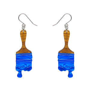 Paint Brush Ripple Drop Earrings - Blue