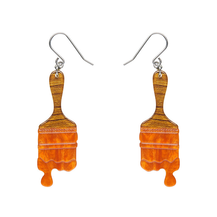 Paint Brush Ripple Drop Earrings - Orange