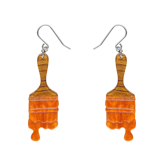 Paint Brush Ripple Drop Earrings - Orange