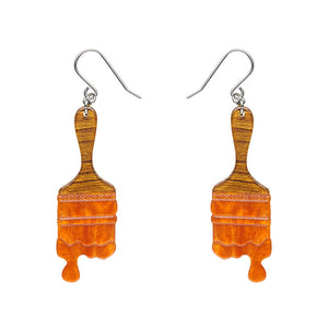 Paint Brush Ripple Drop Earrings - Orange