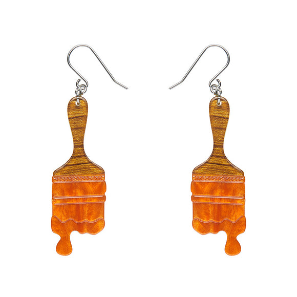 Paint Brush Ripple Drop Earrings - Orange