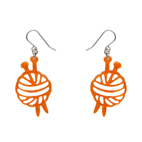 Ball Of Yarn Ripple Drop Earrings - Orange