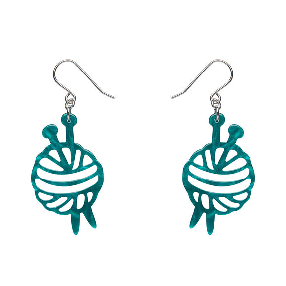 Ball Of Yarn Ripple Drop Earrings - Teal