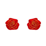 Eternal Rose Stud Earrings - Red