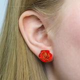 Eternal Rose Stud Earrings - Red