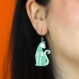 Bone Kitty Drop Earrings - Glow in the Dark