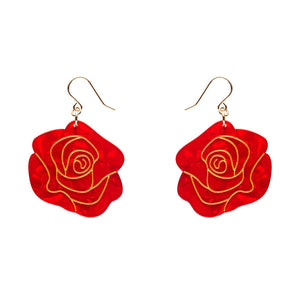 Eternal Rose Drop Earrings - Red