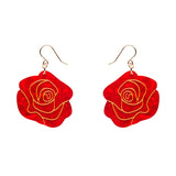 Eternal Rose Drop Earrings - Red