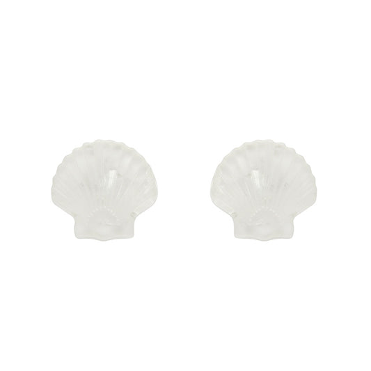 Sea Shell Stud Earrings - White