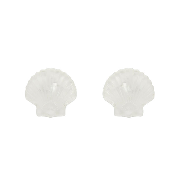 Sea Shell Stud Earrings - White