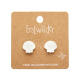 Sea Shell Stud Earrings - White