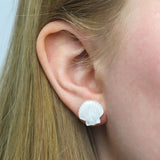 Sea Shell Stud Earrings - White