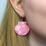 Sea Shell Drop Earrings - Pale Pink