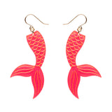 Mermaid Tail Drop Earrings - Hot Pink