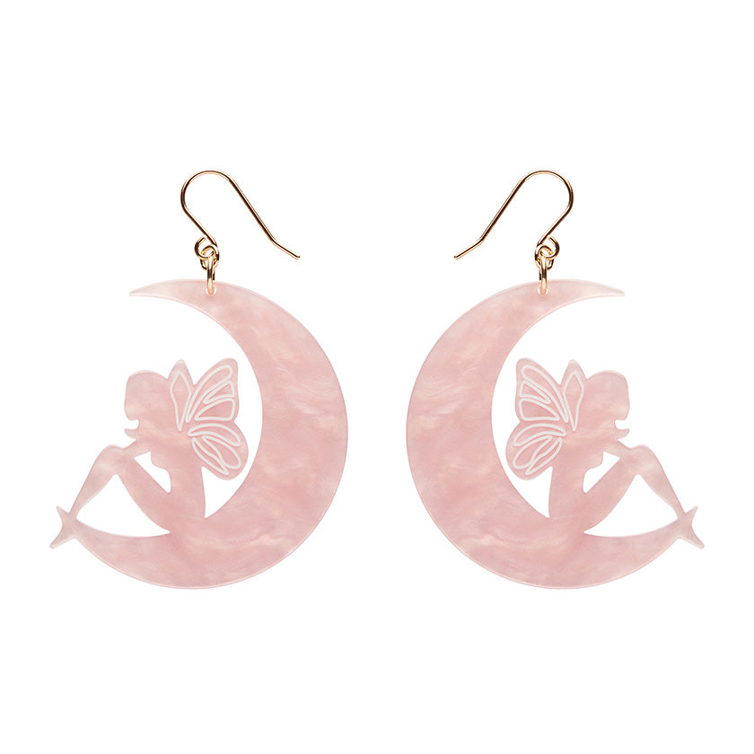 Fairy Moon Drop Earrings - Pink