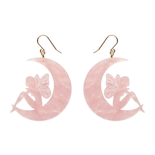 Fairy Moon Drop Earrings - Pink