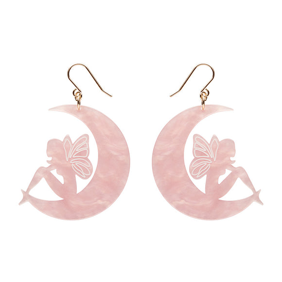 Fairy Moon Drop Earrings - Pink