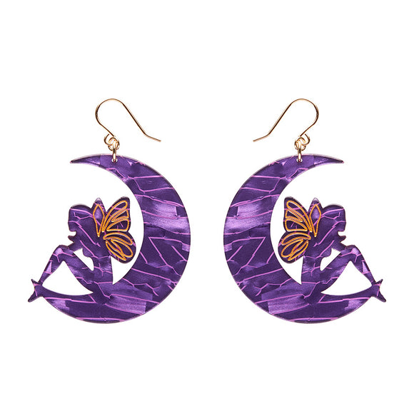 Fairy Moon Drop Earrings - Purple