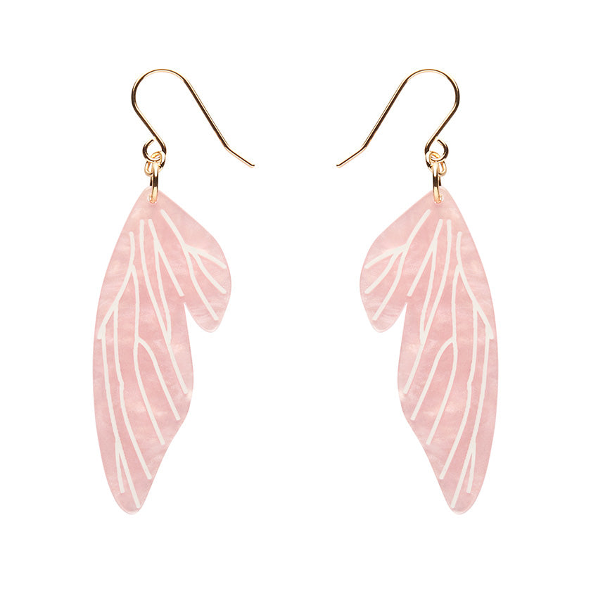 Fairy Wings Drop Earrings - Pink