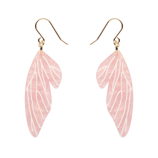 Fairy Wings Drop Earrings - Pink