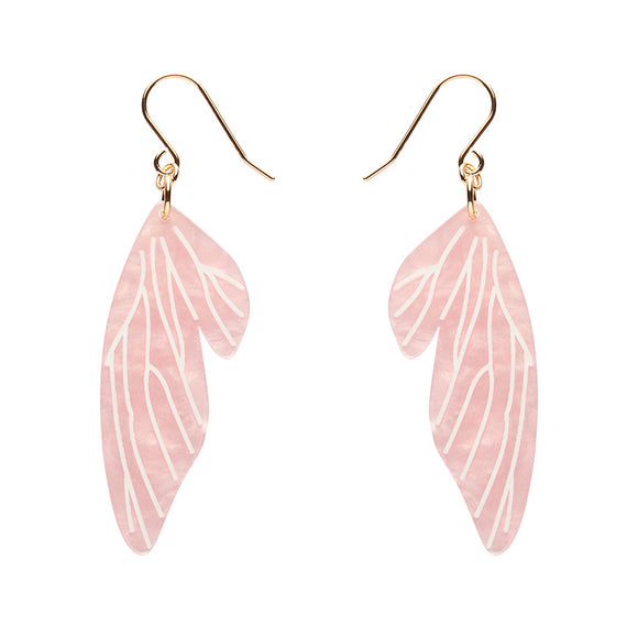 Fairy Wings Drop Earrings - Pink