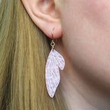 Fairy Wings Drop Earrings - Pink