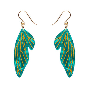 Fairy Wings Drop Earrings - Mint