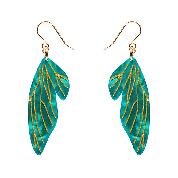 Fairy Wings Drop Earrings - Mint