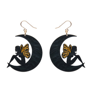 Fairy Moon Drop Earrings - Black