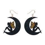 Fairy Moon Drop Earrings - Black