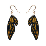 Fairy Wing Drop Earrings - Black