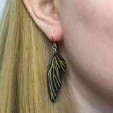 Fairy Wing Drop Earrings - Black